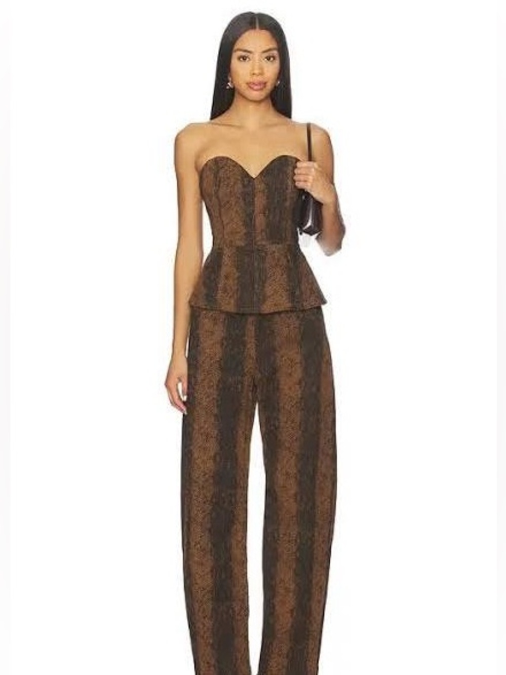 Line & Dot Snake Print Matching Set – Top M / Pants L
